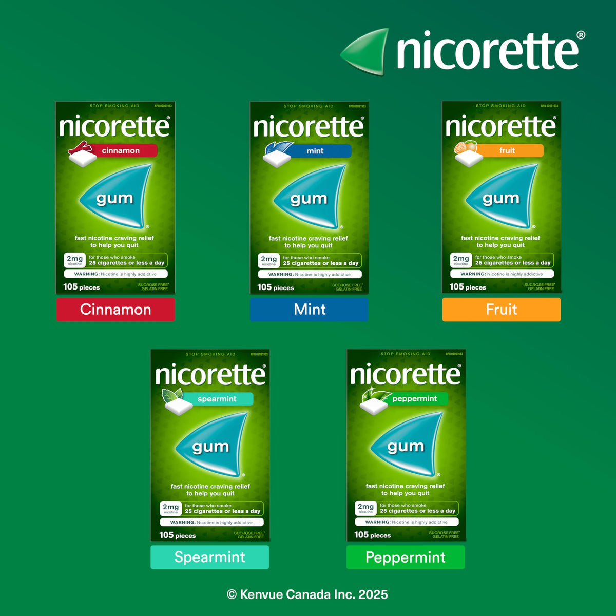 Nicorette 2mg Nicotine Gum, Cinnamon – Quit Smoking Aid with Fast Craving & Withdrawal Relief, Nicotine Replacement Therapy (NRT), 105 Pieces 🍁 All In One Marketplace Canada