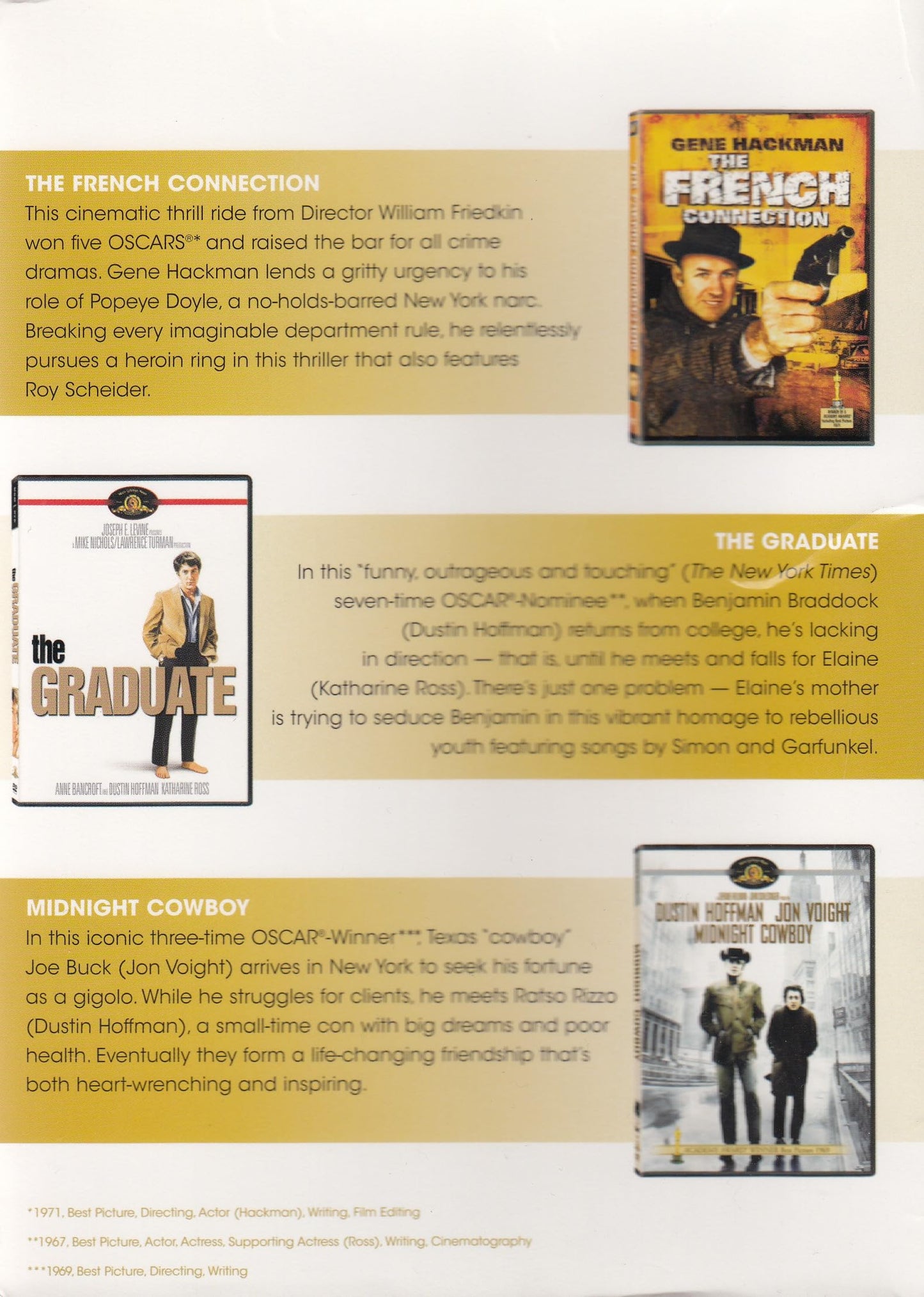 The French Connection / The Graduate / Midnight Cowboy (Boxset)