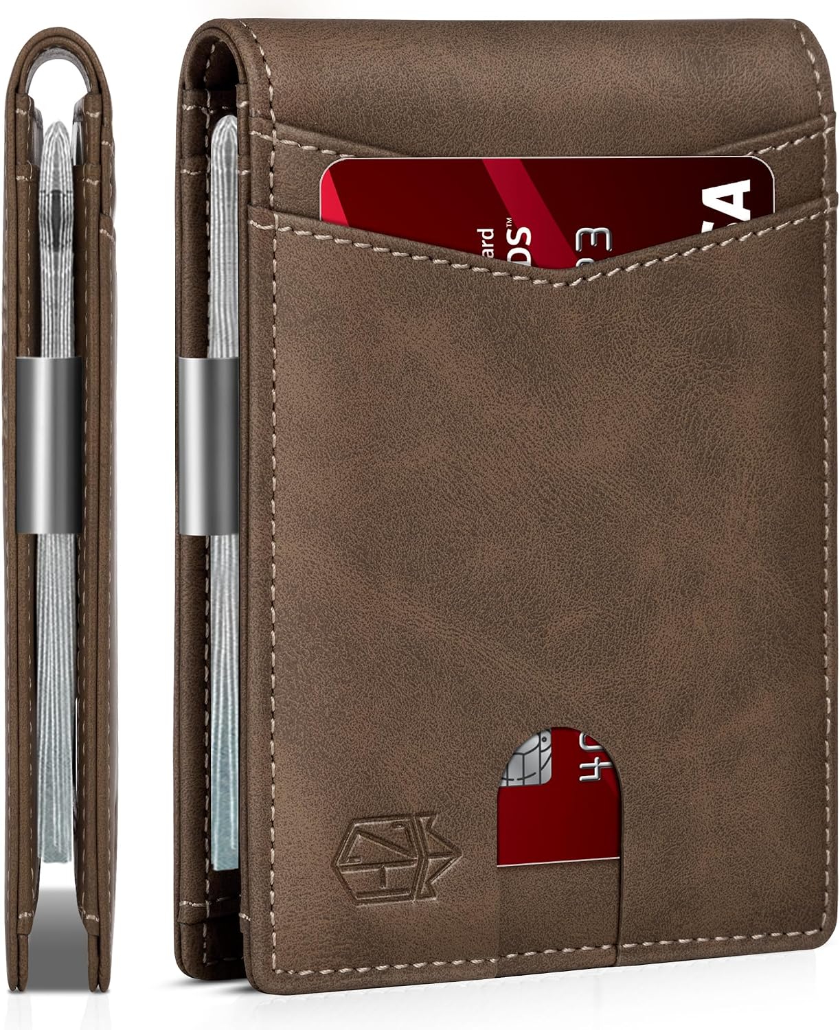 Zitahli Slim RFID Wallet for Men – Leather Bifold with Money Clip, 12 Card Slots