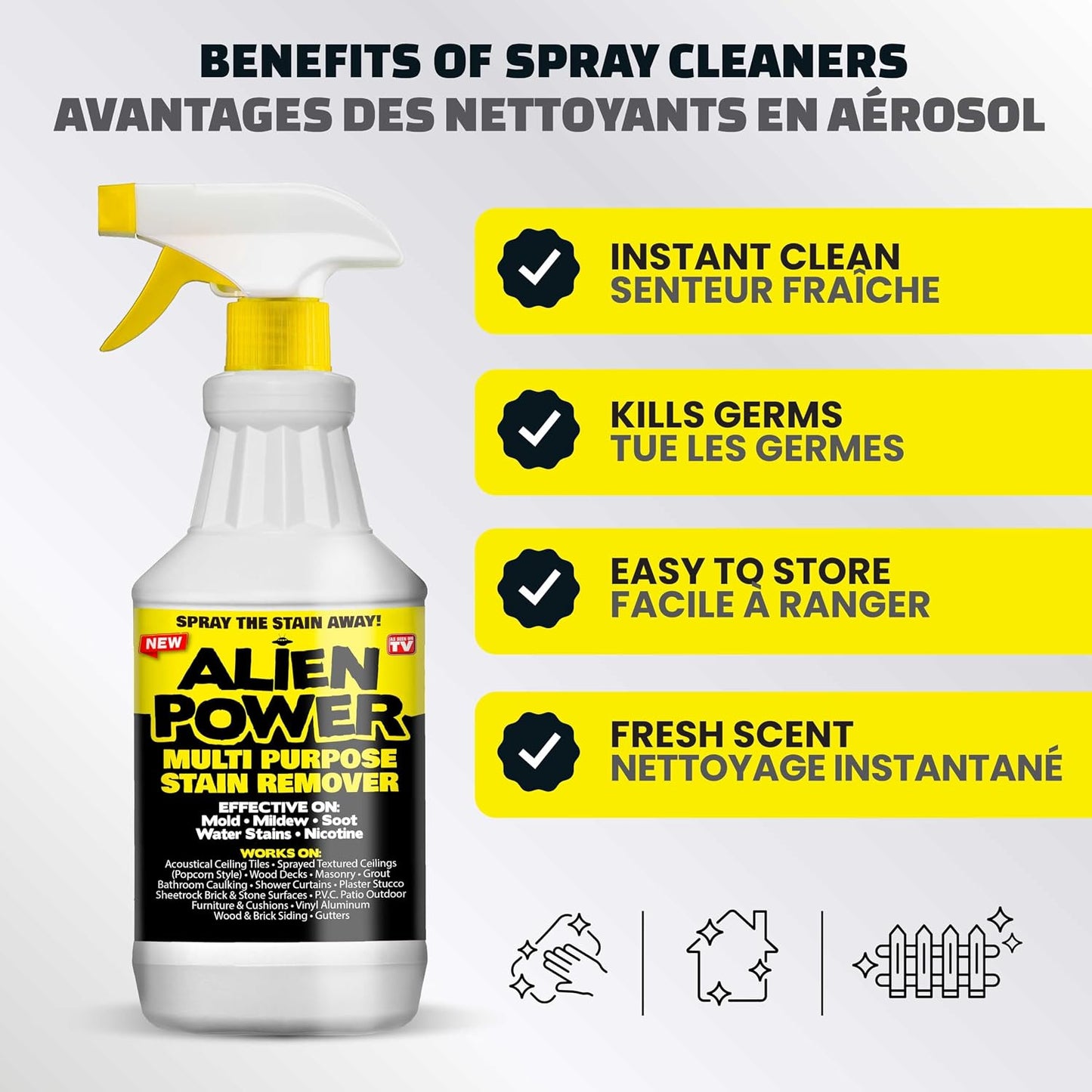 Alien Power – No-Scrub Mold & Mildew Stain Remover 48 oz (2-Pack)