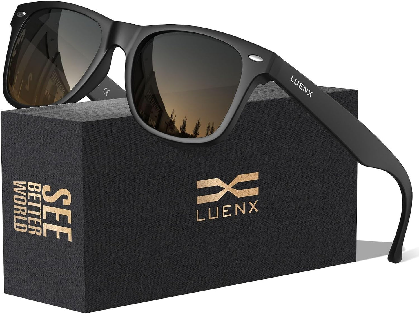 LUENX Polarized Sunglasses – UV400, Square Frame, Anti-Slip, Men & Women