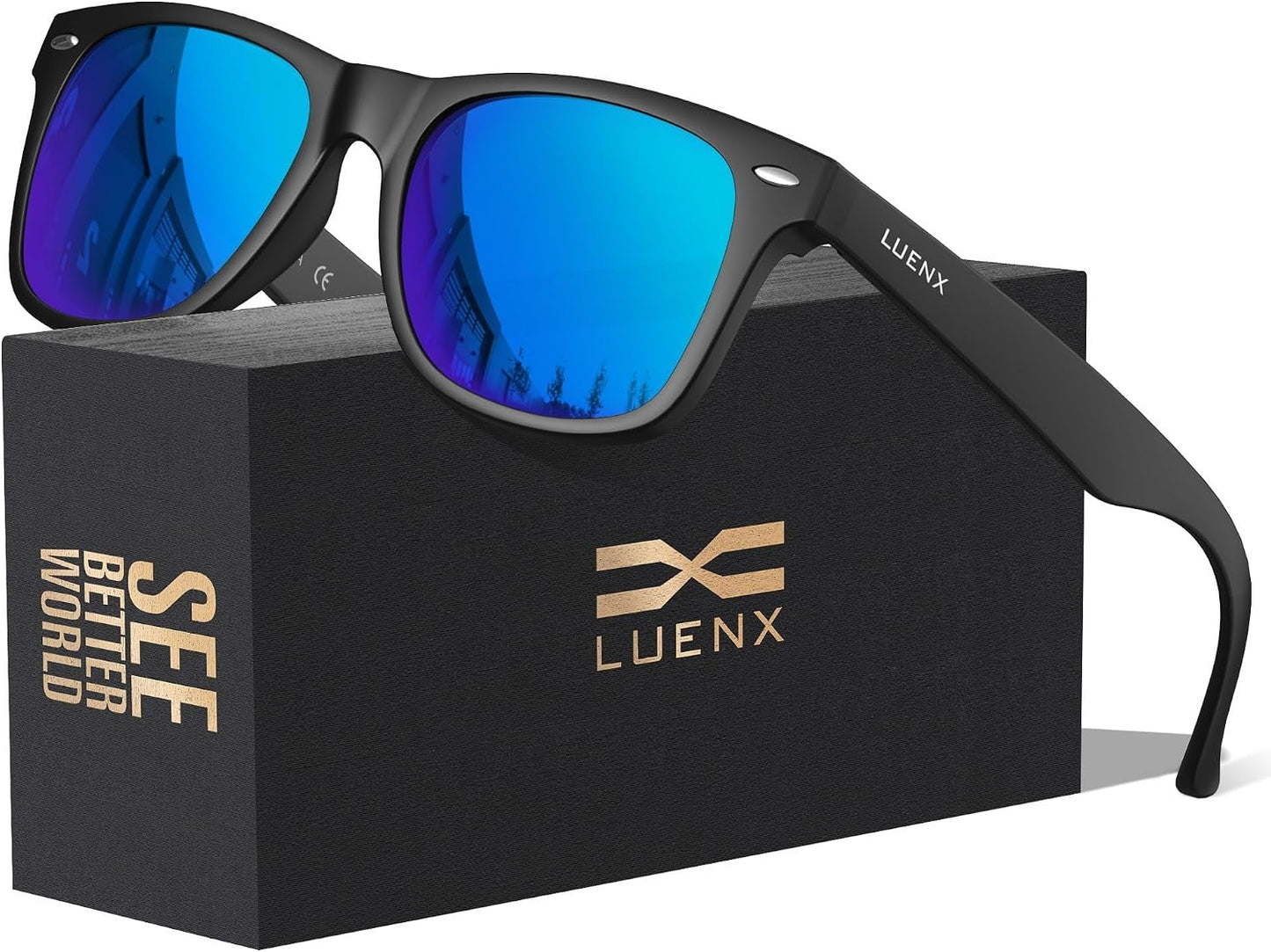 LUENX Polarized Sunglasses – UV400, Square Frame, Anti-Slip, Men & Women