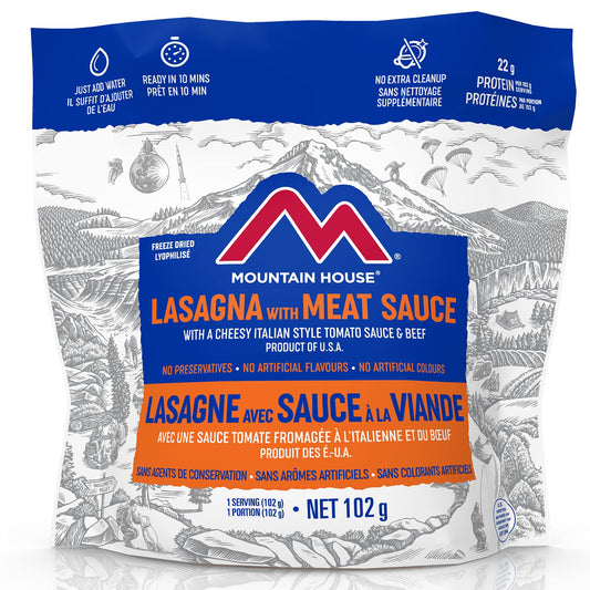 Mountain House Lasagna with Meat Sauce Pouch| Freeze Dried Backpacking & Camping Food | Survival & Emergency Food | Entree Meal | Easy to Prepare | Delicious and Nutritious | Single Pouch 🍁 All In One Marketplace Canada
