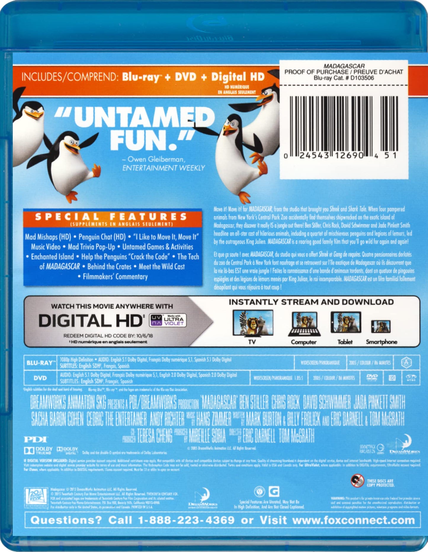 MADAGASCAR1 BDC DHD-CB (O) CDN G4V [Blu-ray] (Bilingual)