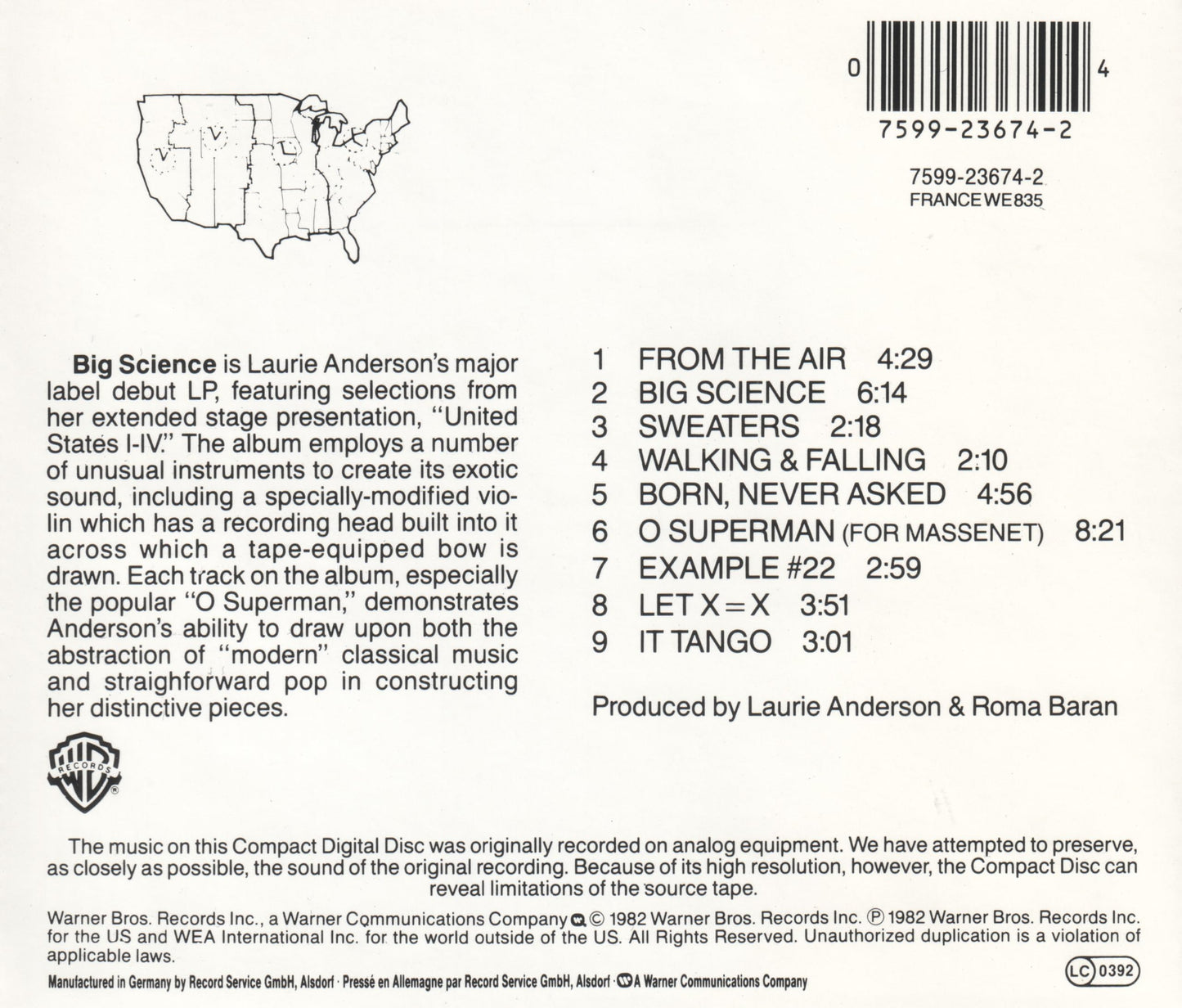 Laurie Anderson / Big Science - CD (Used)
