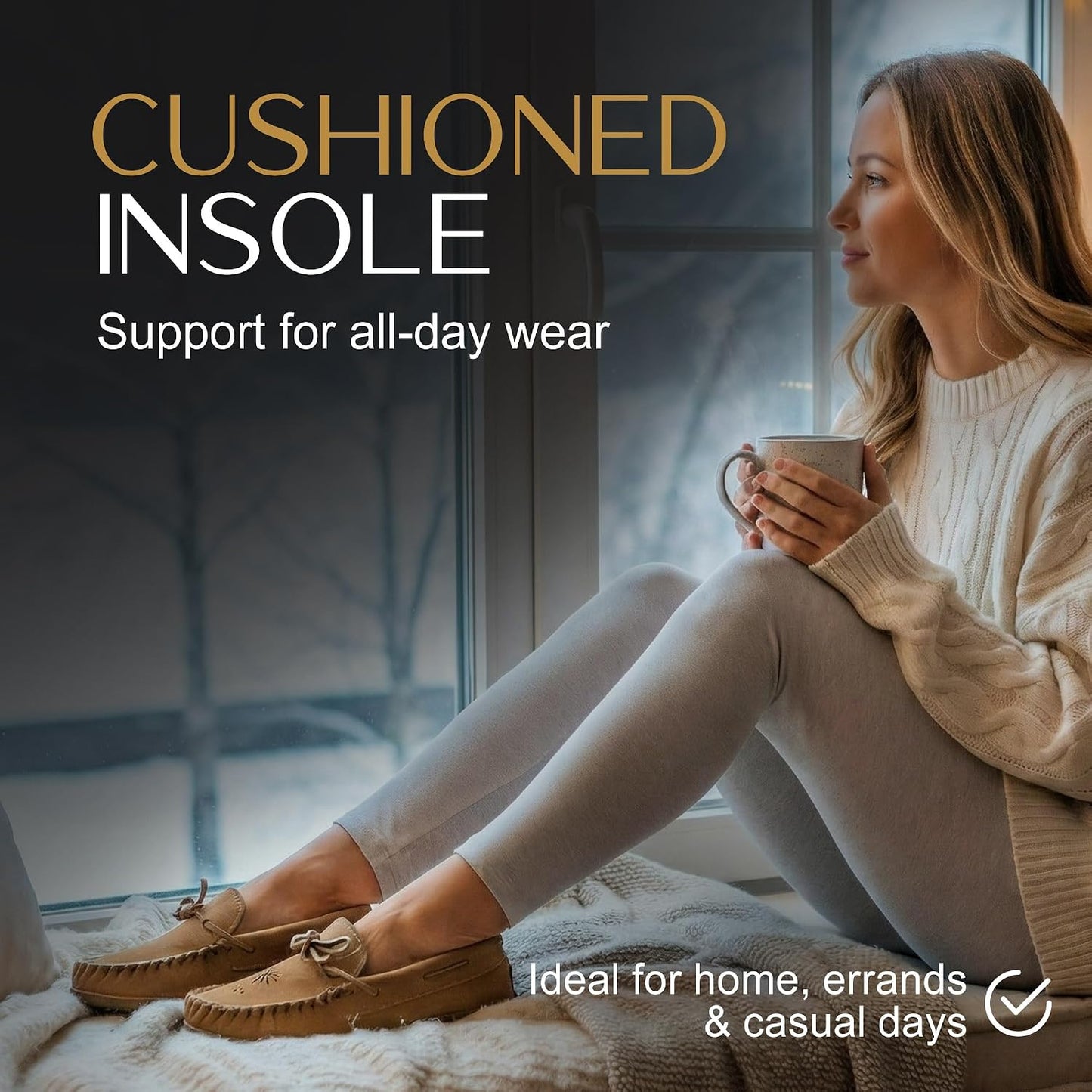 Women's Leather Moccasin Loafers – Handcrafted in Canada, Inca Embroidery, Indoor & Outdoor