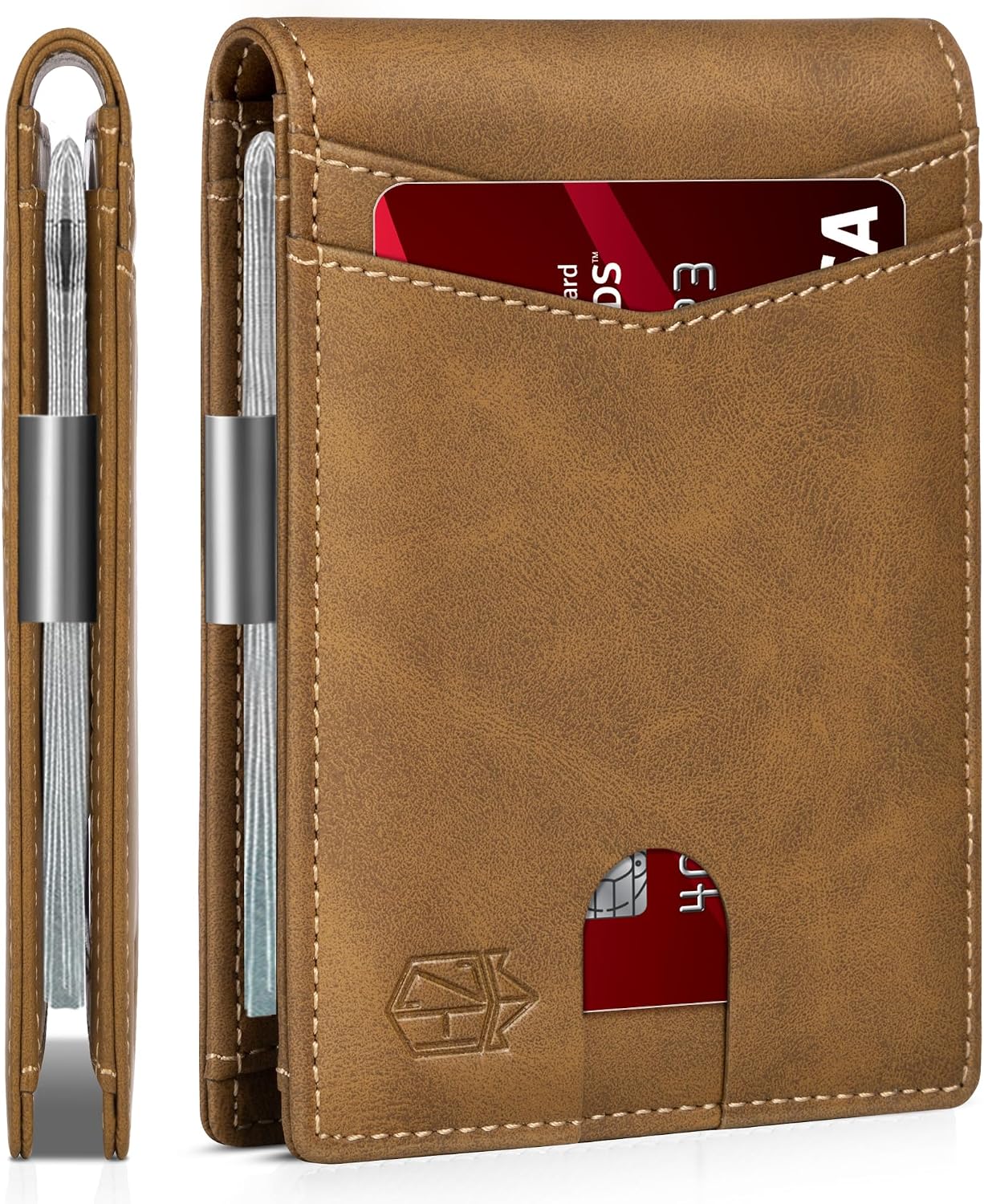 Zitahli Slim RFID Wallet for Men – Leather Bifold with Money Clip, 12 Card Slots