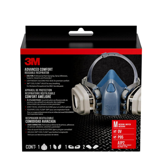 3M Pro Half Facepiece Reusable Respirator All-in-One Kit, Paint Protection - Advanced Comfort, M (1 Mask, 1-pair Cartridges, 2-pair Filters and 1-pair Retainers) 🍁 All In One Marketplace Canada