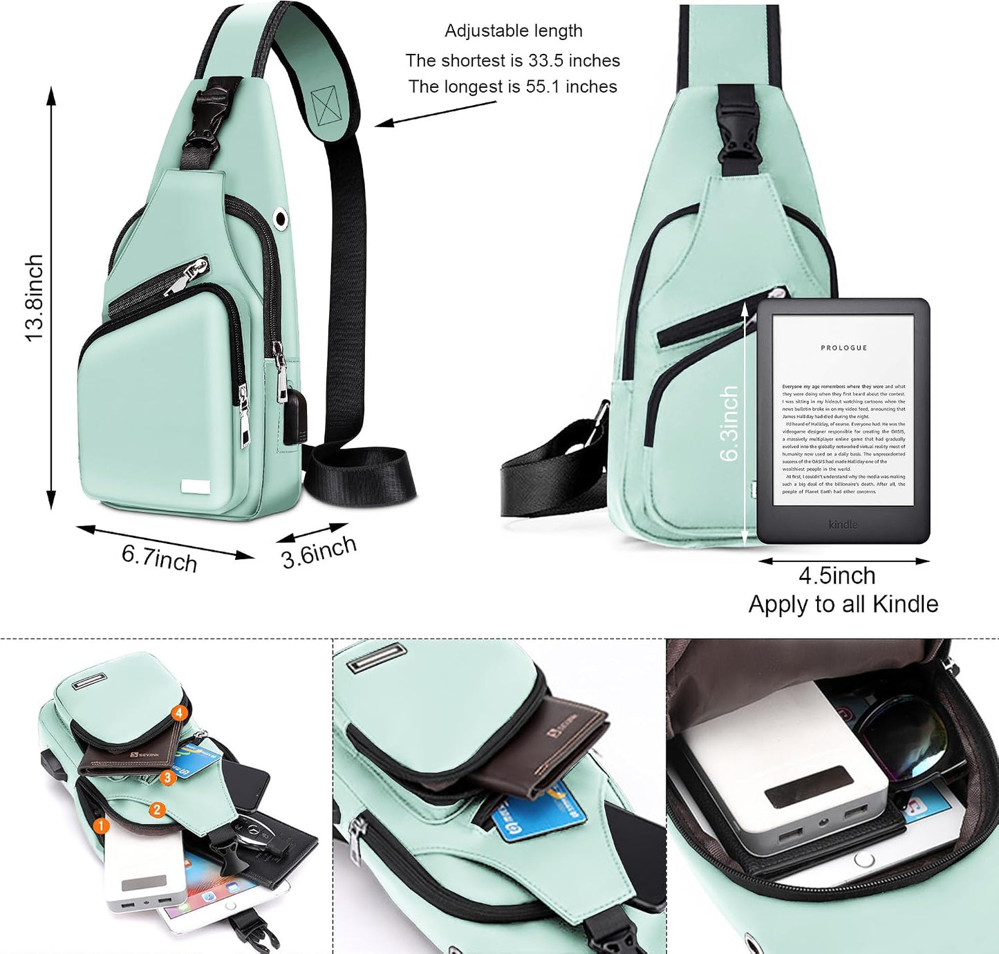 Waterproof Sling Bag – Crossbody Backpack for Men & Women, Hiking Daypack, Chest Bag