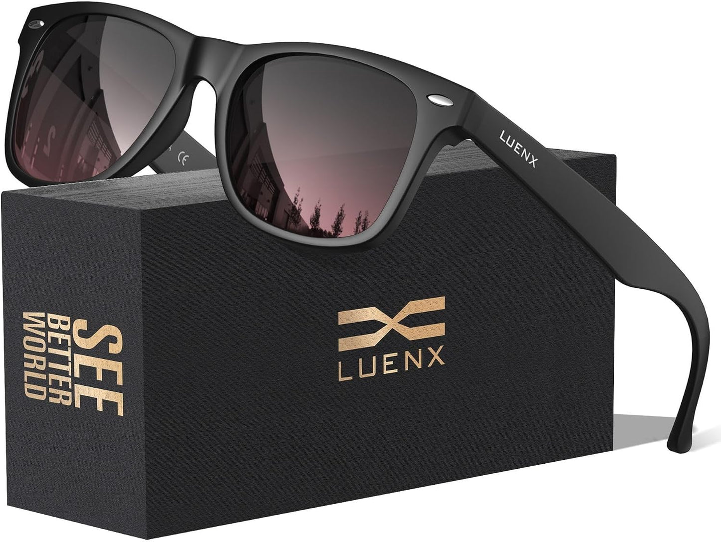 LUENX Polarized Sunglasses – UV400, Square Frame, Anti-Slip, Men & Women