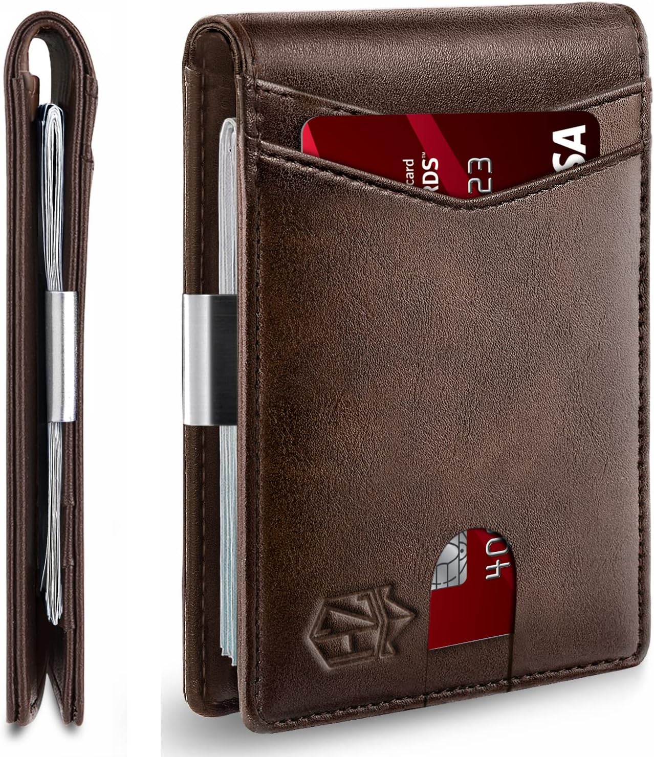 Zitahli Slim RFID Wallet for Men – Leather Bifold with Money Clip, 12 Card Slots