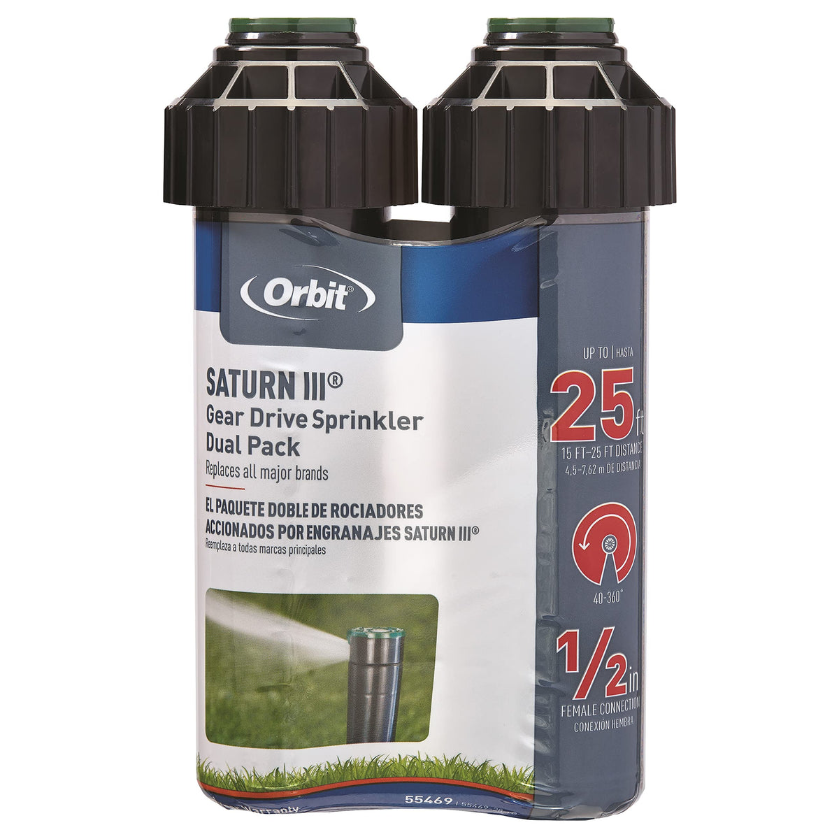Orbit 55469 – Sprinkler Saturn III Medium Scope, pre-Installed with Nozzle, 5.50 x 11 x 17 cm, Black/Green 🍁 All In One Marketplace Canada