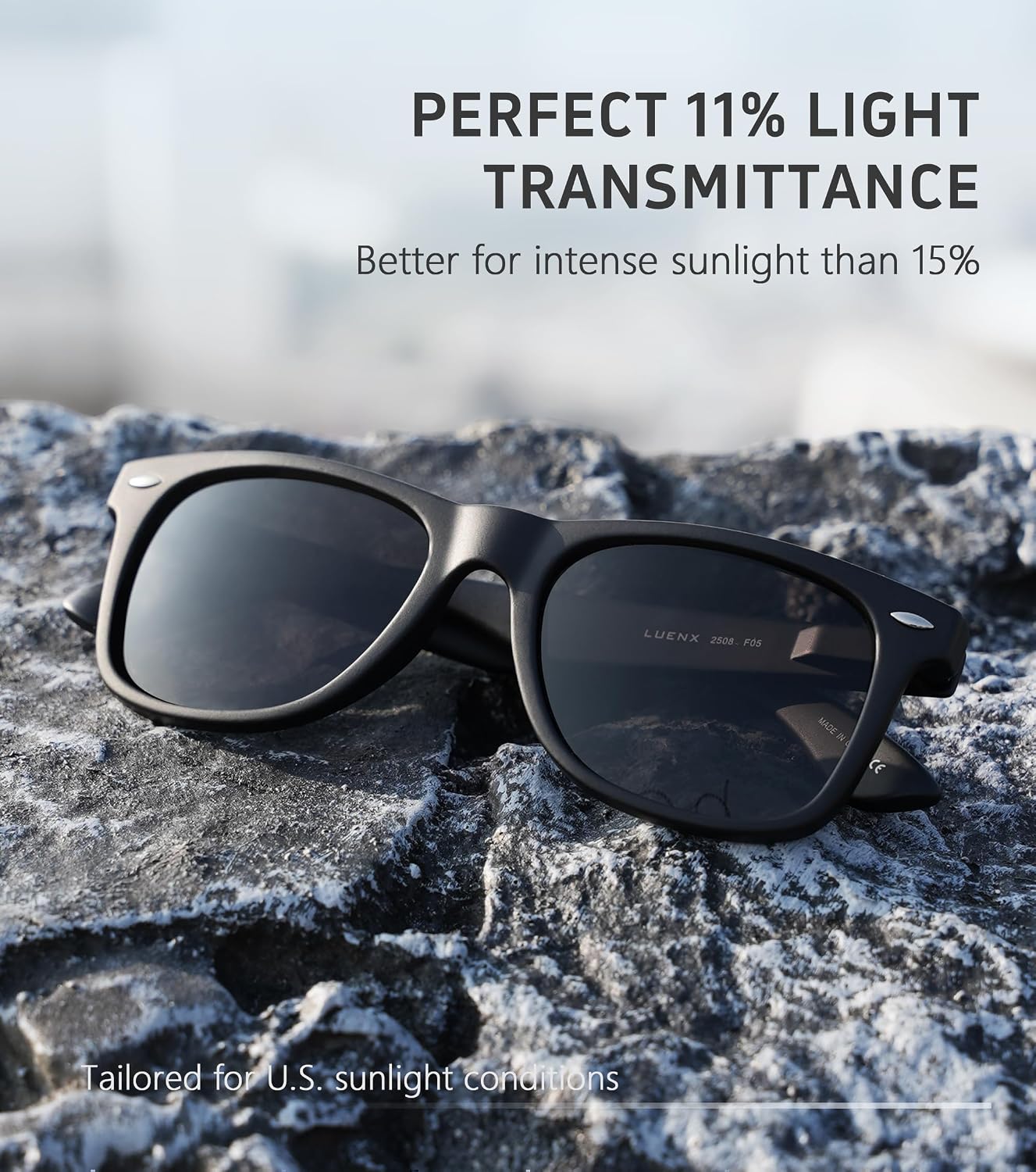 LUENX Polarized Sunglasses – UV400, Square Frame, Anti-Slip, Men & Women
