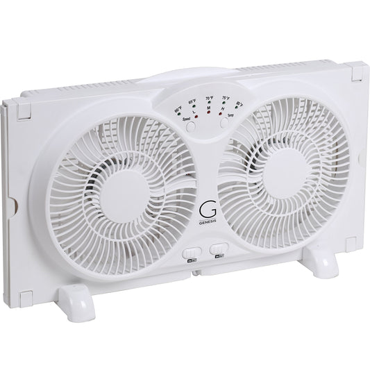 Genesis Twin Fan High Velocity Reversible AirFlow Fan, LED Indicator Lights Adjustable Thermostat & Max Cool Technology, ETL Certified, White (A1WINDOWFAN) 🍁 All In One Marketplace Canada