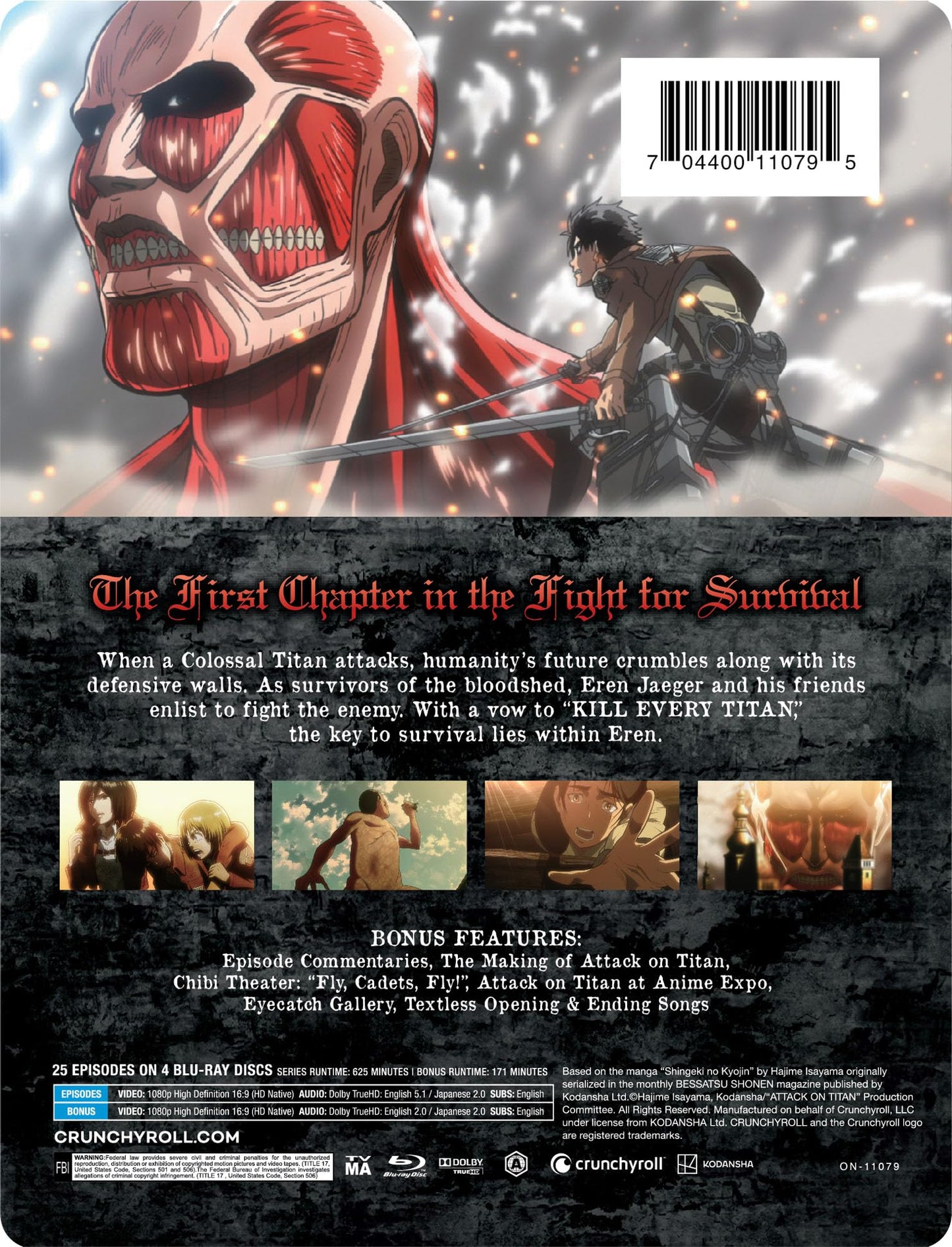 Attack on Titan / Season 1 Complete: Steelbook - Blu-Ray