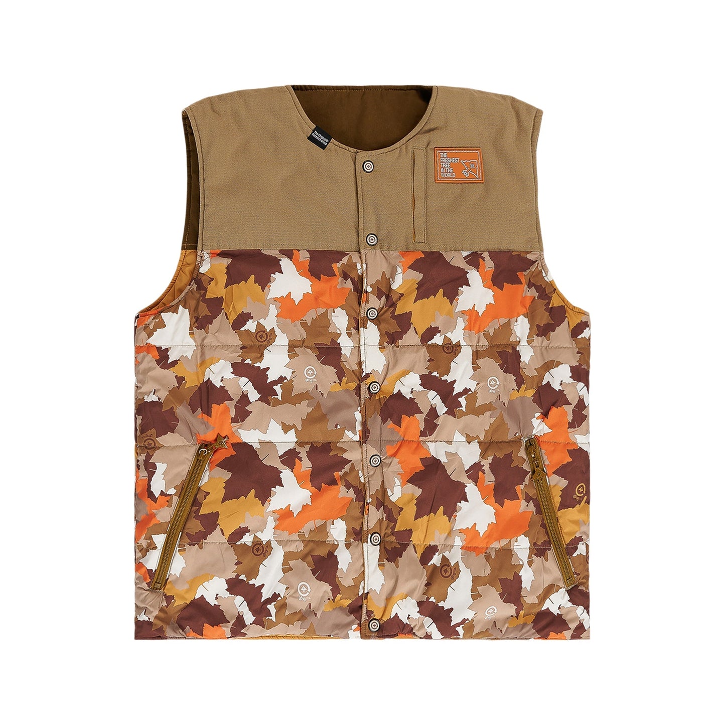LRG 'The Fresh Outdoors' Reversible Vest - Brown Maple Leaf Camo