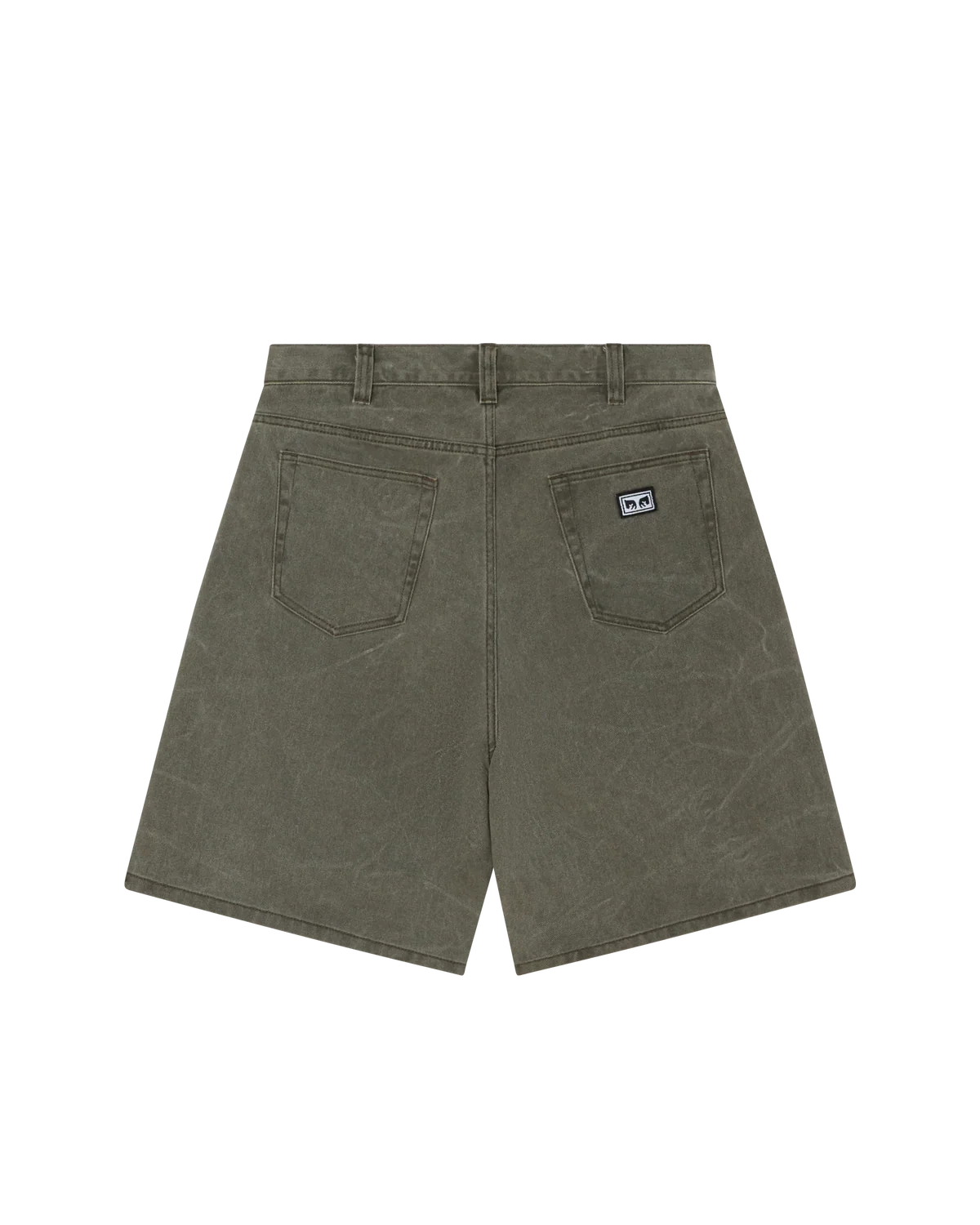 Obey 'Bigwig' Baggy Denim Shorts - Black Olive Wrinkle Wash
