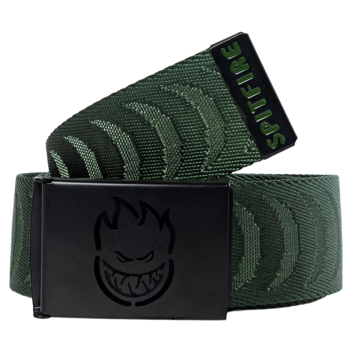 Spitfire 'Bighead Cut Out Jacquard' Web Belt - Olive/Black
