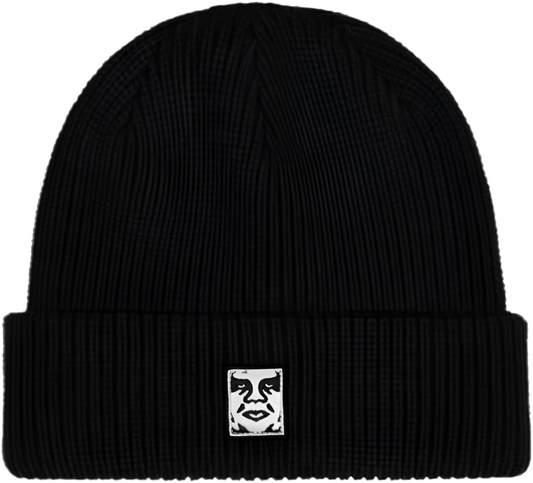 Obey 'Mid Icon Patch Cuff' Beanie - Black