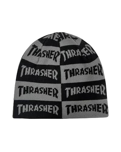 Thrasher 'Mag Checkered' Skully Beanie - Black/Grey