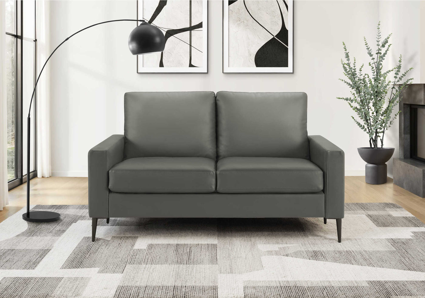 Causeuse de 57" avec deux coussins de Monarch - COACH-18 - tissu gris (8K12C18)