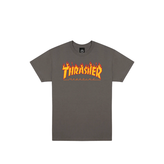 Thrasher 'Flame Logo' Tee - Charcoal
