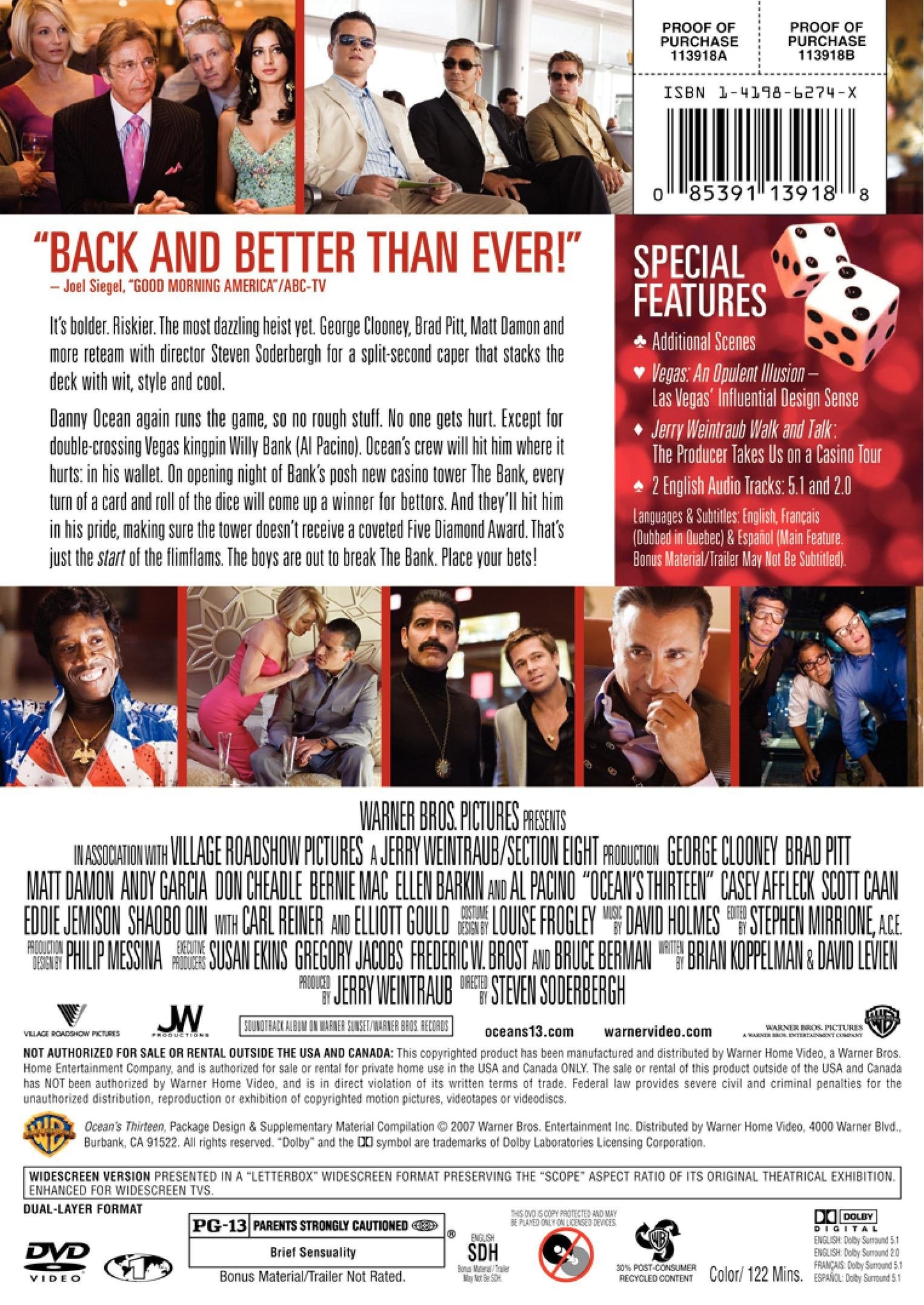 Ocean's Thirteen (Full Screen) - DVD (Used)