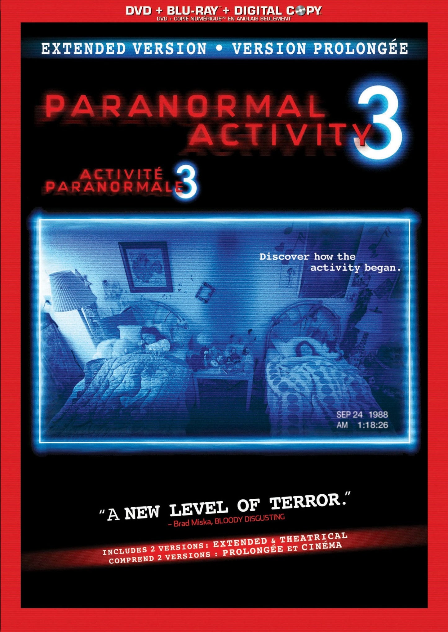 Paranormal Activity 3: Extended Version / Activité paranormale 3: Version prolongée (DVD Packaging) [Blu-ray + DVD + Digital Copy]