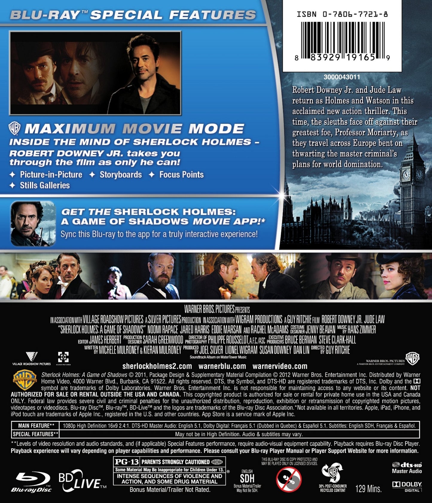 Sherlock Holmes: A Game Of Shadow - Blu-Ray (Used)