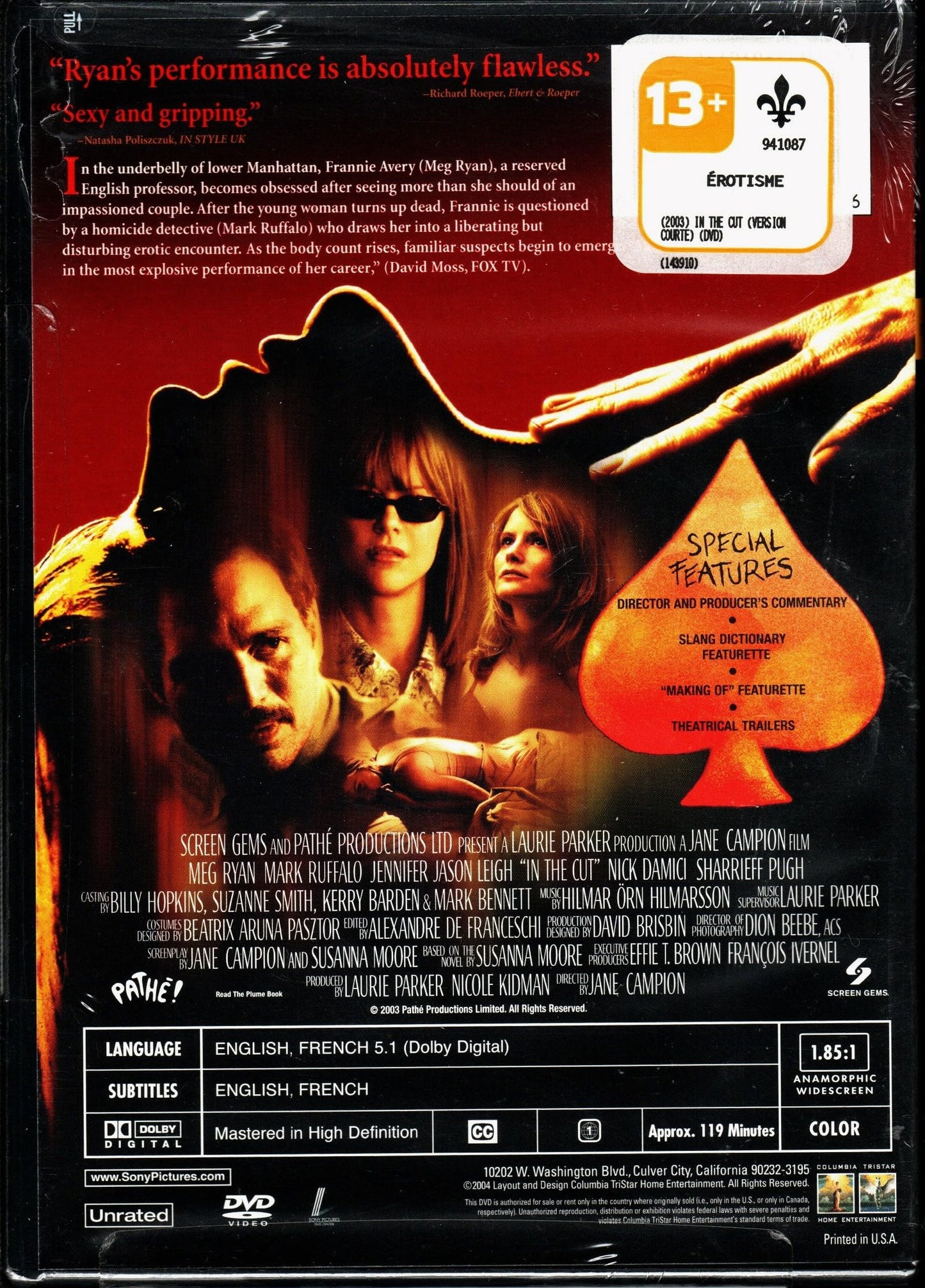 À Vif : Version Non Censuré - In the Cut: Uncut Director's Edition (English/French) 2003 (Widescreen) Doublé au Québec