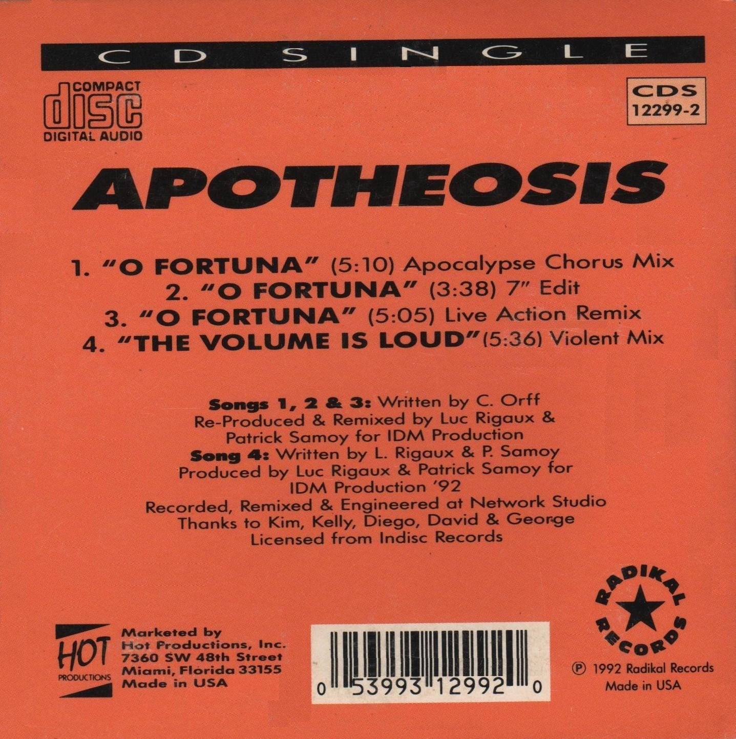 Apotheosis / O Fortuna - CD (Used)