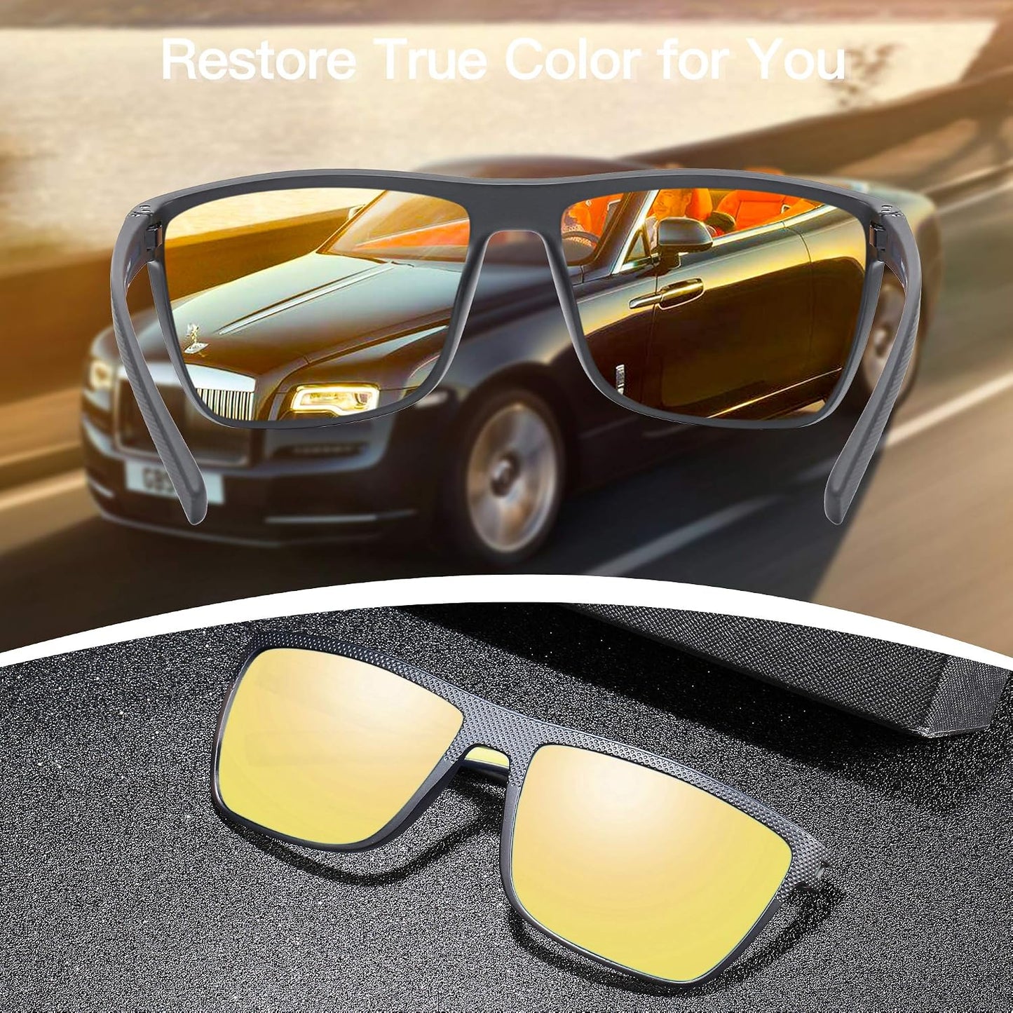ZENOTTIC Polarized Sunglasses for Men – Lightweight TR90 Frame, UV400, Square