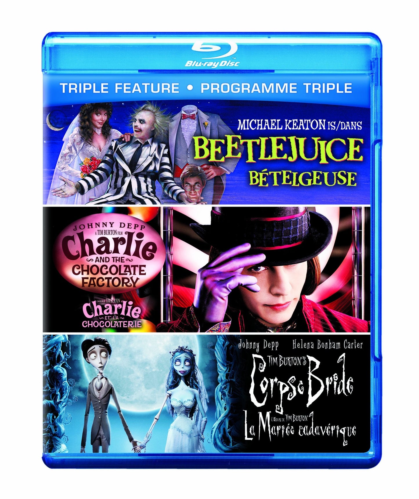 Triple Feature (Beetlejuice / Charlie and the Chocolate Factory / Corpse Bride) [Blu-ray] (Bilingual)