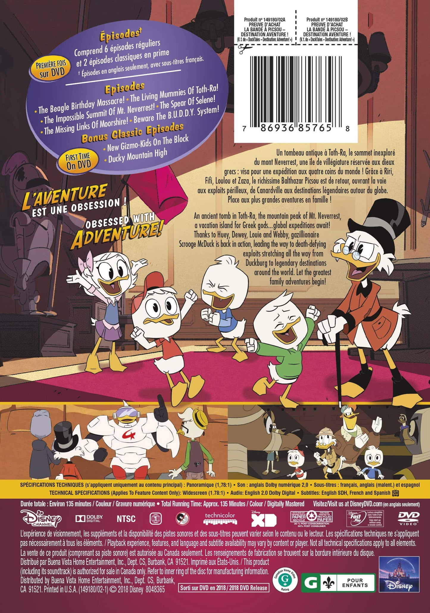 Ducktales The Series: Destination Adventure! (Sous-titres français) - DVD (Used)
