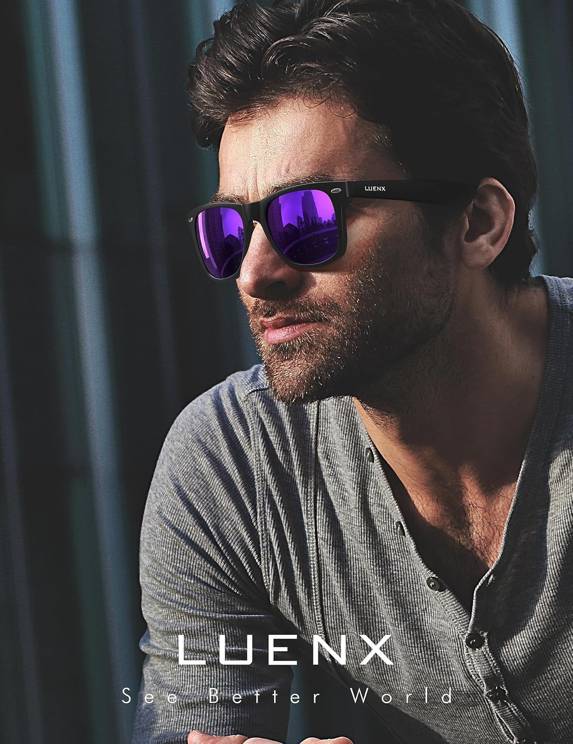 LUENX Polarized Sunglasses – UV400, Square Frame, Anti-Slip, Men & Women