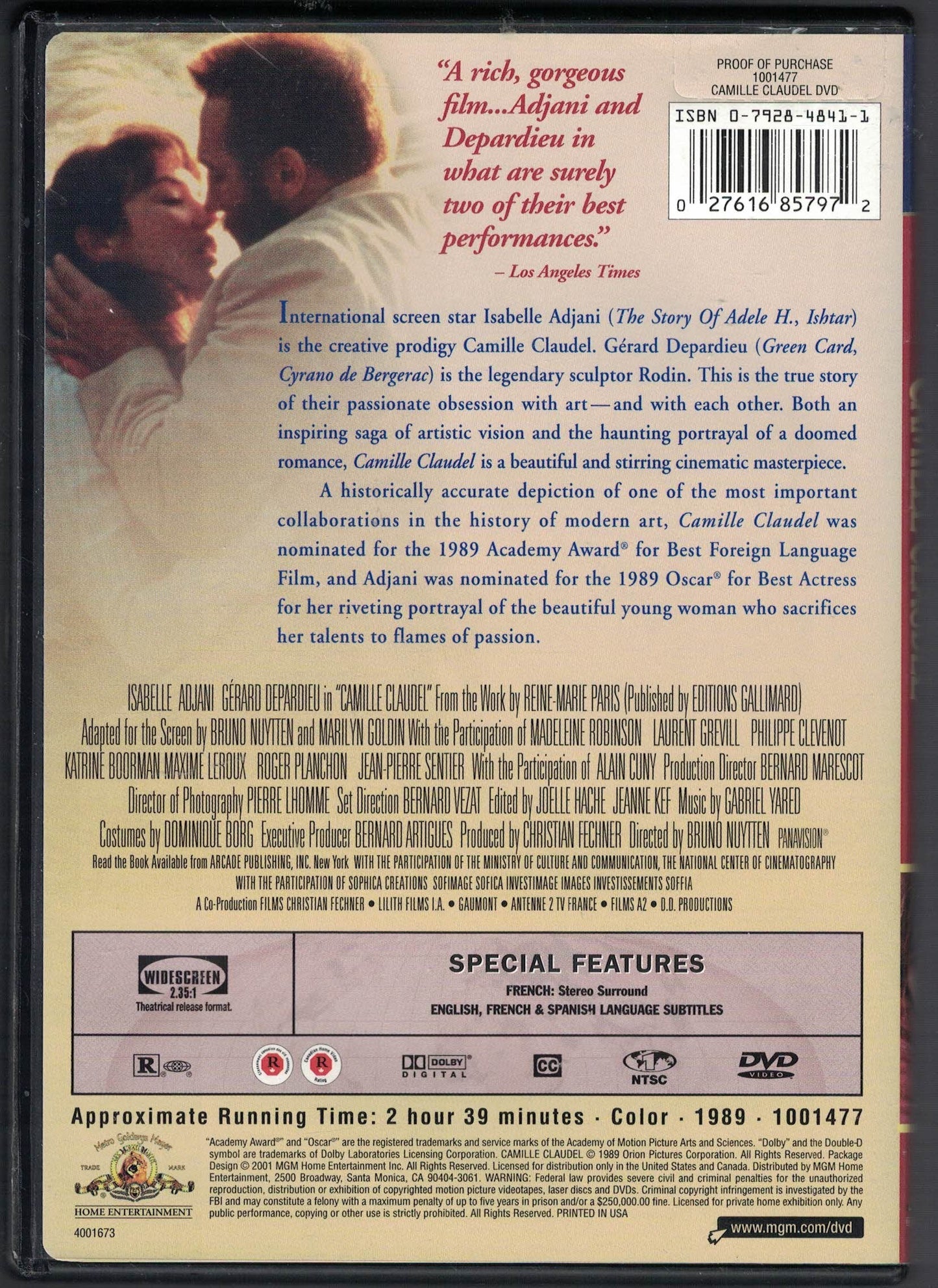 Camille Claudel (Widescreen) (Version française)