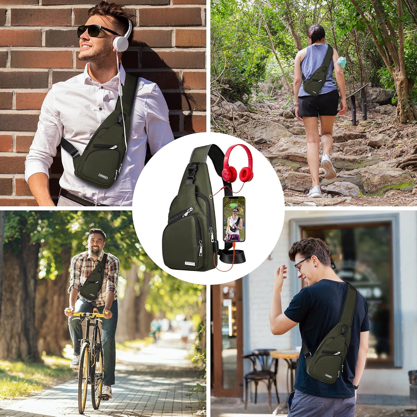 Waterproof Sling Bag – Crossbody Backpack for Men & Women, Hiking Daypack, Chest Bag
