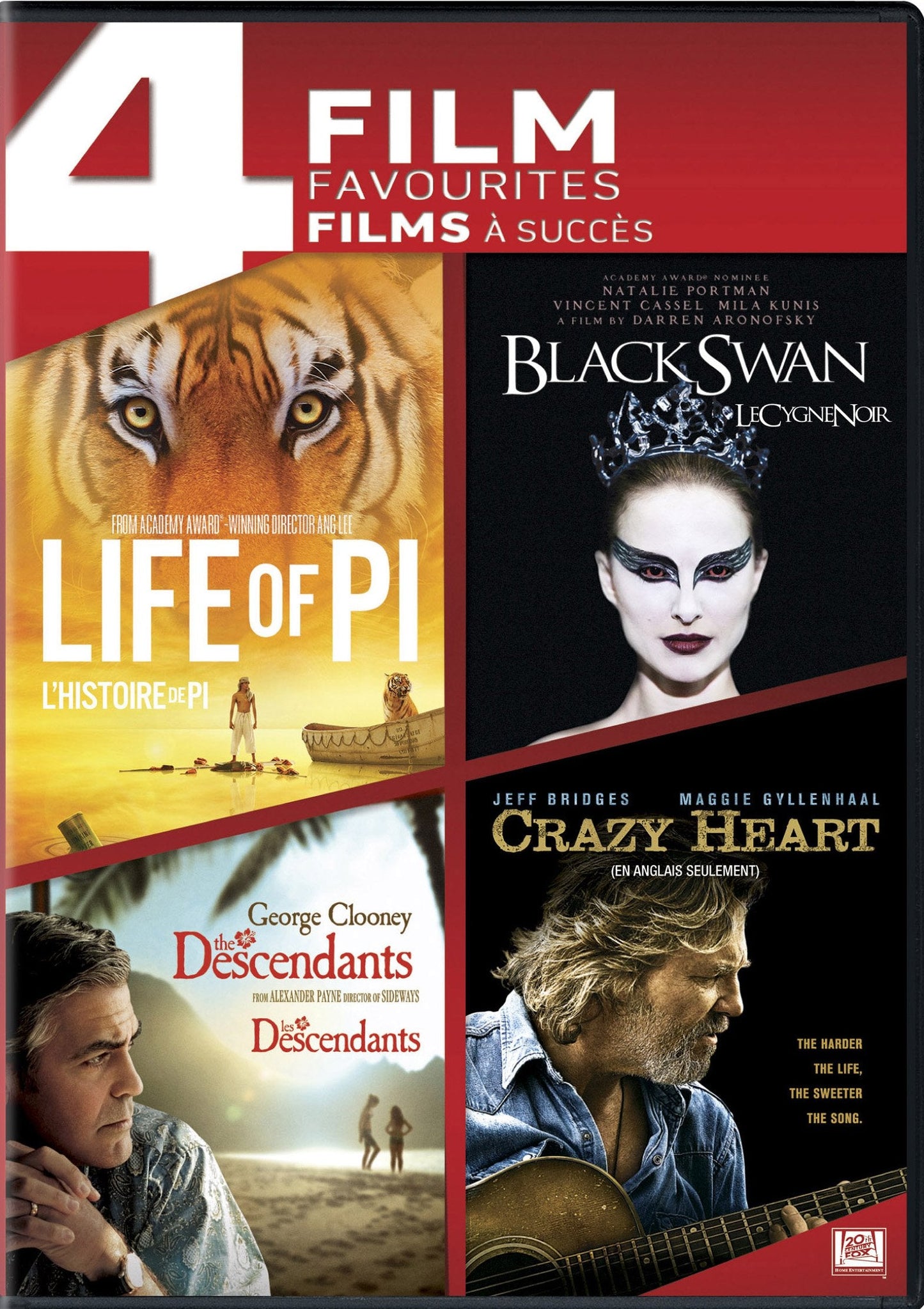 Life Of Pi + Black Swan + The Descendants + Crazy Heart - DVD (Used)