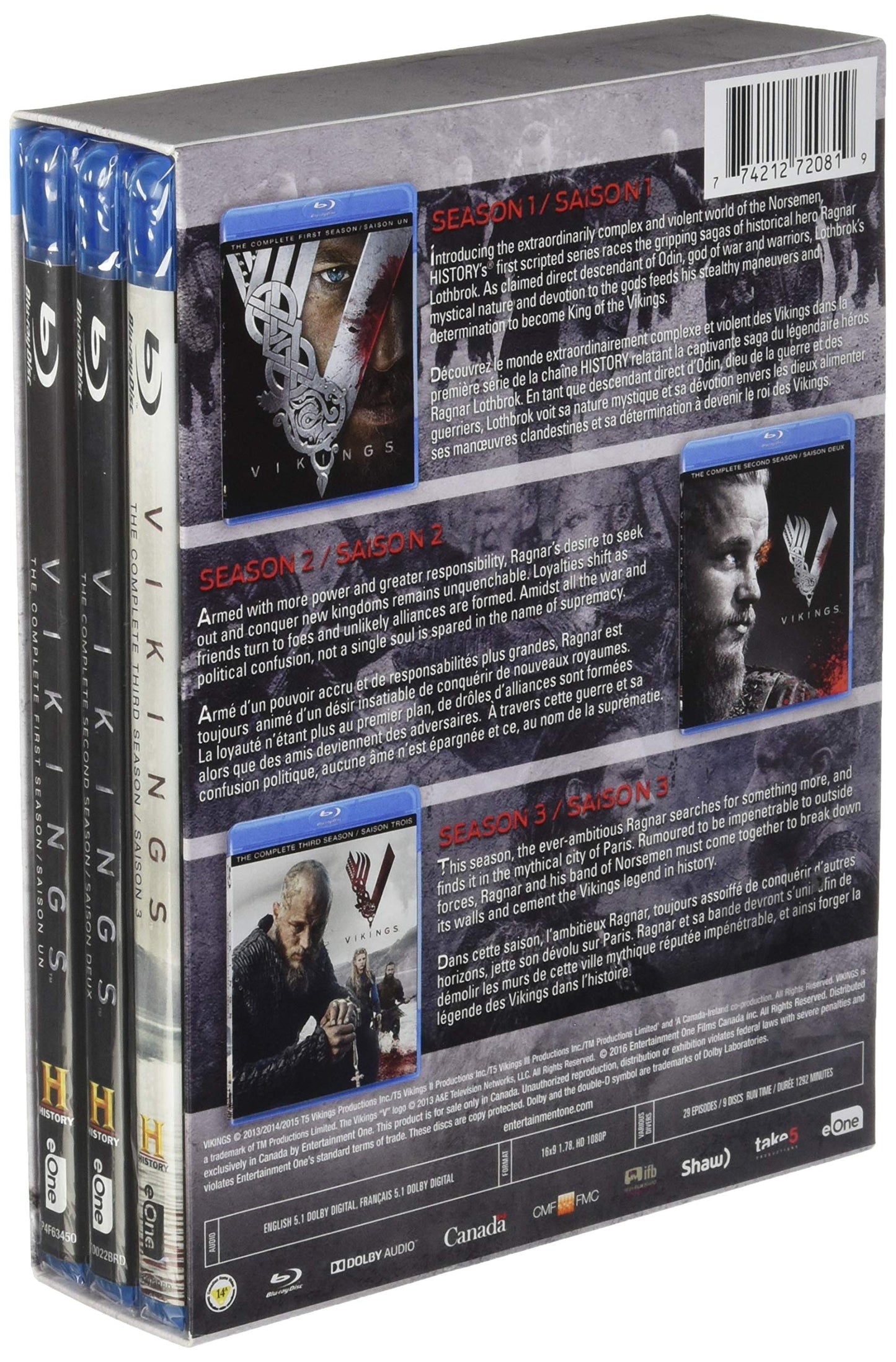 Vikings Ssn 1-3 Box Set [Blu-ray] (Bilingual)