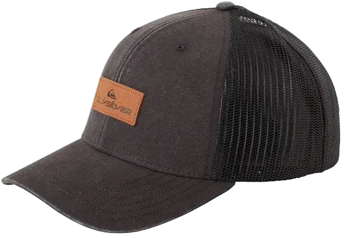 Quiksilver 'Down The Hatch' 6-Panel Mesh Cap - Black/Leather