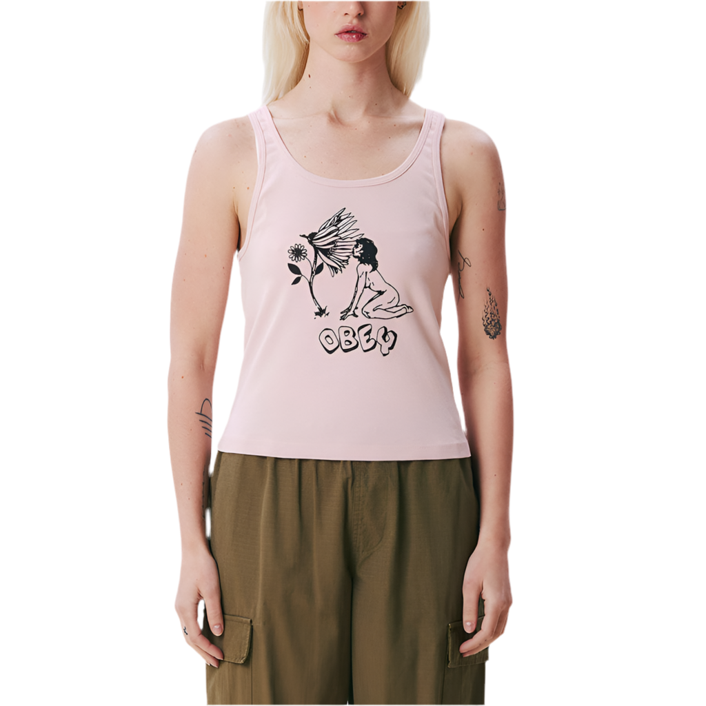Obey 'Smellin Daisies 2' Cropped Tank Top - Pink Clay