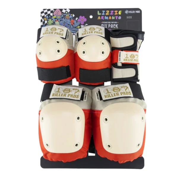 187 Killer Pads 'Lizzie Six Pack' Protective Gear - Natural/Orange (KIDS)