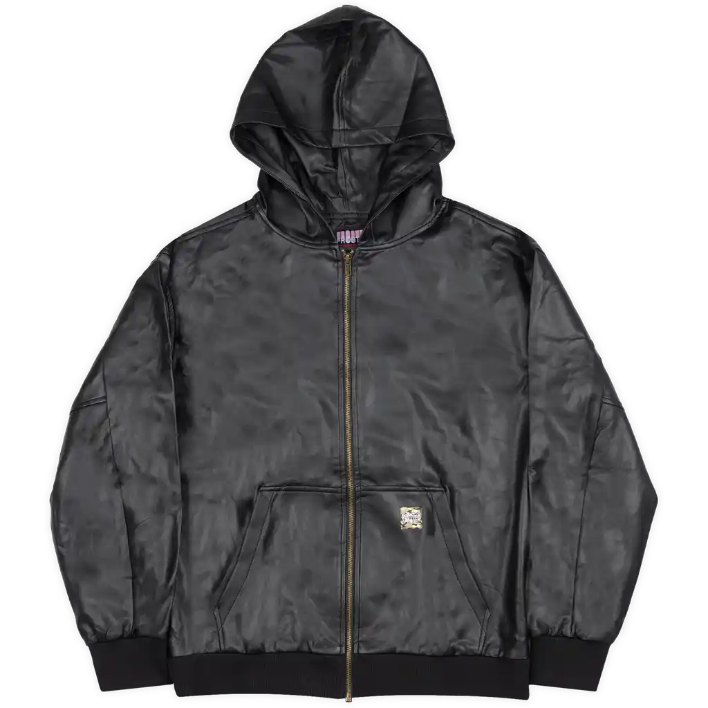 Frosted Skateboards Leather Zip-Up Jacket - Black