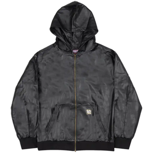 Frosted Skateboards Leather Zip-Up Jacket - Black