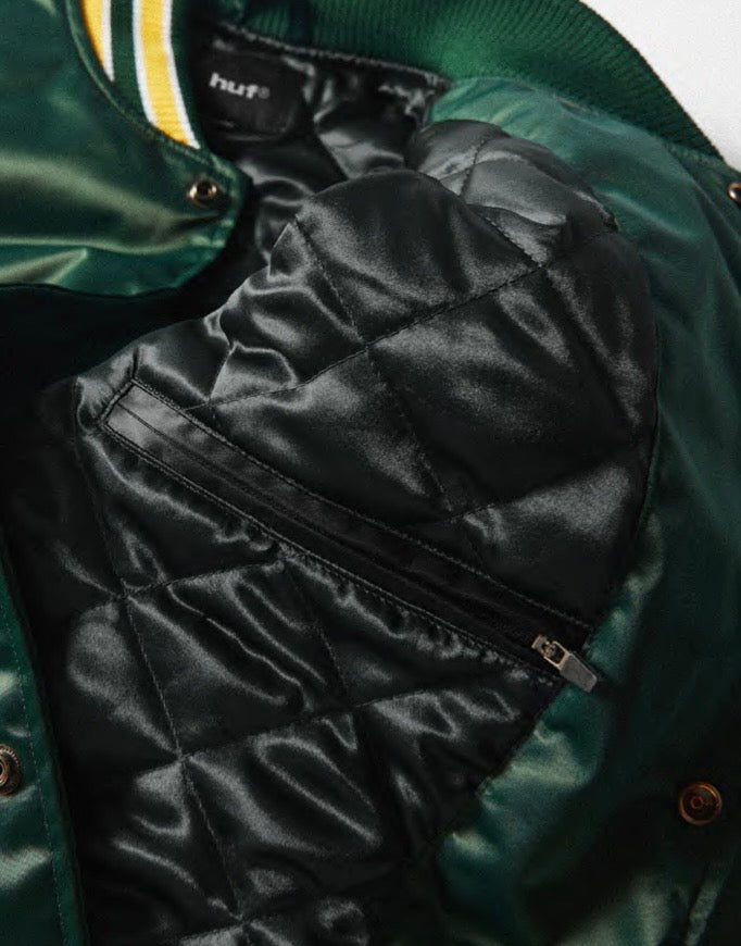 HUF 'Digital Renaissance' Baseball Jacket - Forest Green
