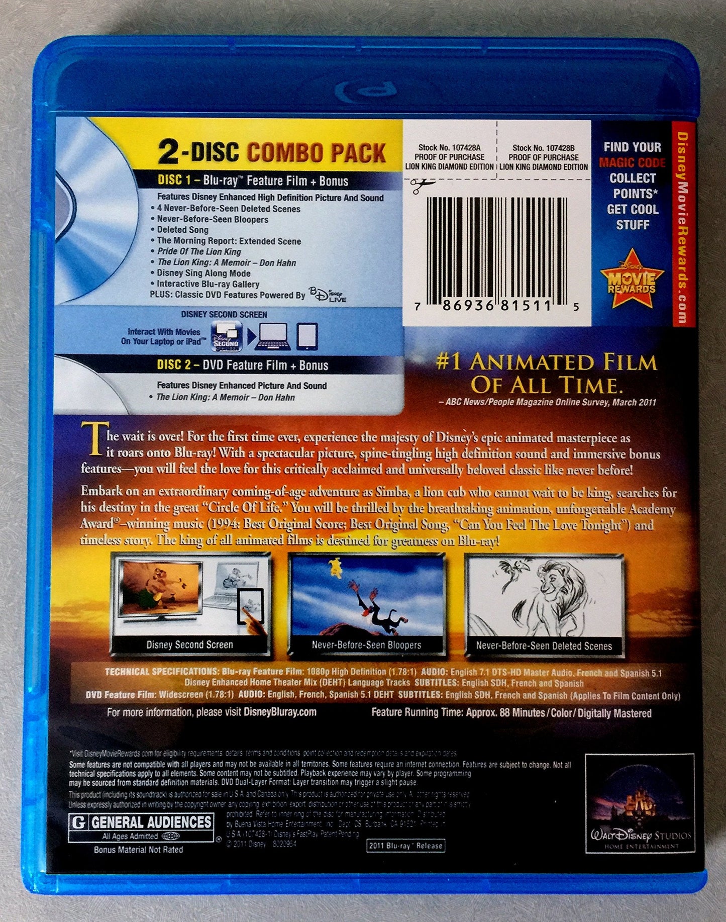 The Lion King (Diamond Edition) (Blu-ray + DVD) (Sous-titres français)