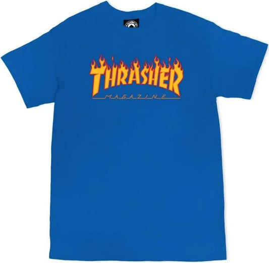 Thrasher 'Flame Logo' Tee - Royal Blue