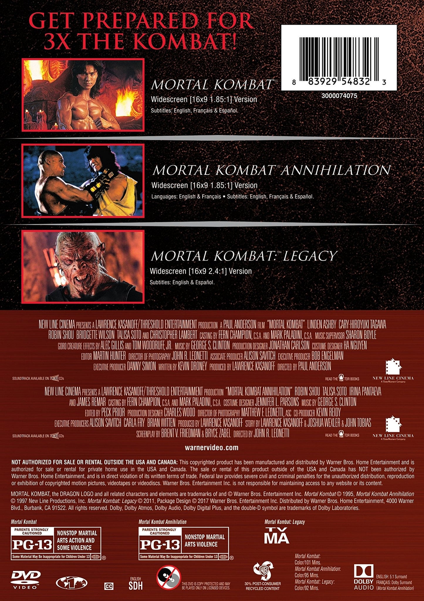 Mortal Kombat Franchise Collection (3FE) (DVD)