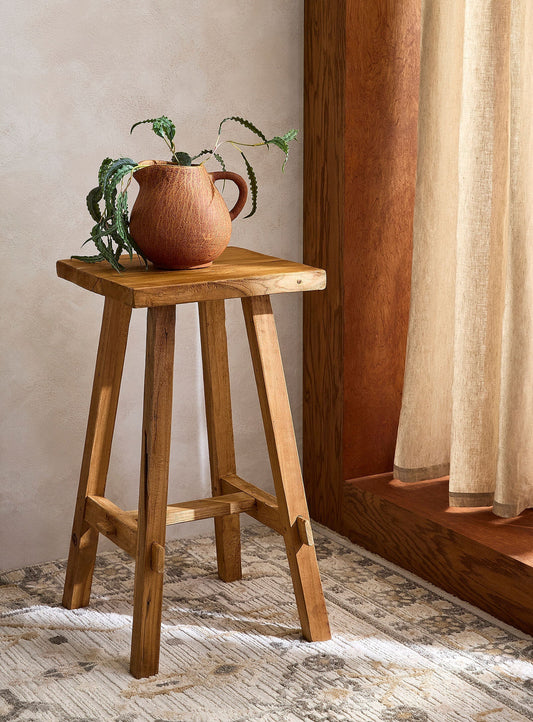 Artisan recycled teak counter stool