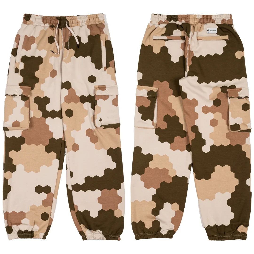 Red Dragon 'Polygon' Cargo Sweatpants - Sand/Camo